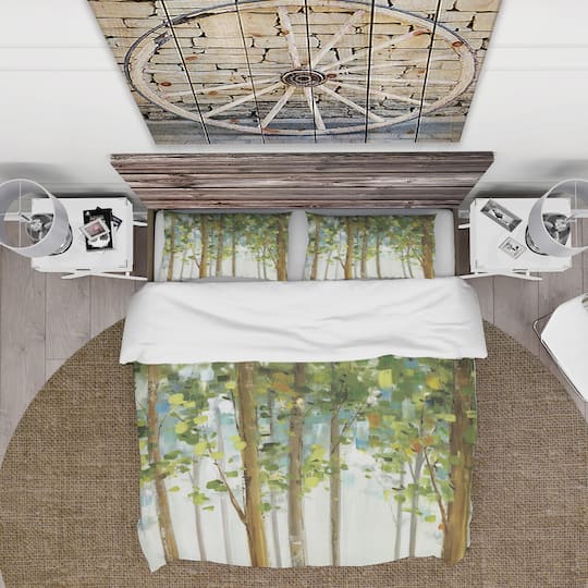 Designart 'Green Forest Study' Farmhouse Bedding Set